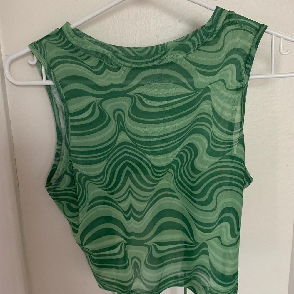 Abstract green crop top